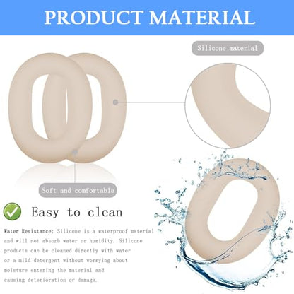 Adhiper XM5 Sweat Covers Accessories for Sony WH-1000XM5 - Beige | Soft Silicone Case, 3-in-1 Headphone Covers with Ear Cover & Headband Cover & Shell Protector, Sweatproof & Washable - color: Off White