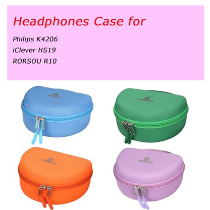 Tourmate Hard Travel Case for Philips K4206 Kids Wireless On-Ear Headphones/iClever HS19 Kids/RORSOU R10 On-Ear Headphones, Protective Carrying Storage Bag (Purple, Case Only) - color: Purple