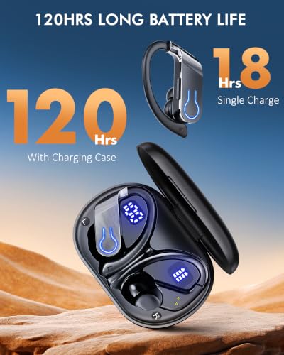 CoolJumper Wireless Bluetooth Earbuds 120H Playtime Bluetooth 5.3 Ear Buds for Sports, Hi-fi Stereo Earphones with LED Display Charging Case, Headphones for Running/Workout Audifonos inalambricos