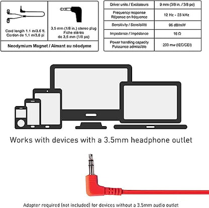 Panasonic Ergofit in-Ear Earbud Headphones Matte Black/Red (RP-HJE120-KB) - color: Matte Black/RED, style: No Mic