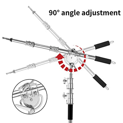 3.6-8.2ft Stainless Steel Heavy Duty Boom Arm for C-Stand w/Sandbag | Adjustable Overhead Crossbar Holding Arm with Universal Baby Pin Adapter for Studio Monolight, Softbox, Strobe Photography