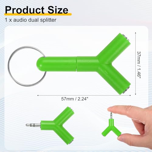 MECCANIXITY Headphone Splitter Adapter, 3.5mm Male to 2 Port Female Y Jack Aux Stereo Splitter for Phone Headset PS4 Switch Tablets, Green - color: Green