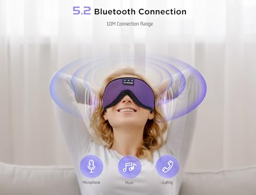 LC-dolida Sleep Mask with Bluetooth Headphones Bluetooth Sleep Mask Sleep Headphones,3D Eye Mask for Sleeping Mask Music Sleeping Headphones for Side Sleepers Meditation Gifts Gadgets for Men Women - color: Classical Purple 3d