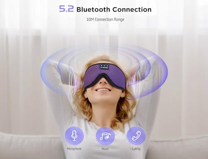 LC-dolida Sleep Mask with Bluetooth Headphones Bluetooth Sleep Mask Sleep Headphones,3D Eye Mask for Sleeping Mask Music Sleeping Headphones for Side Sleepers Meditation Gifts Gadgets for Men Women - color: Classical Purple 3d