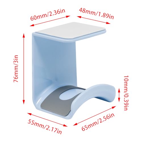 Blue Headphone Stand Hanger, Hanging Headset Holder Hook Under Desk | 1Pcs ABS Plastic Adhesive Earphones Hangers for Desk Headphone Hanger, Most Headphones and Controller - color: Blue, size: Under Desk