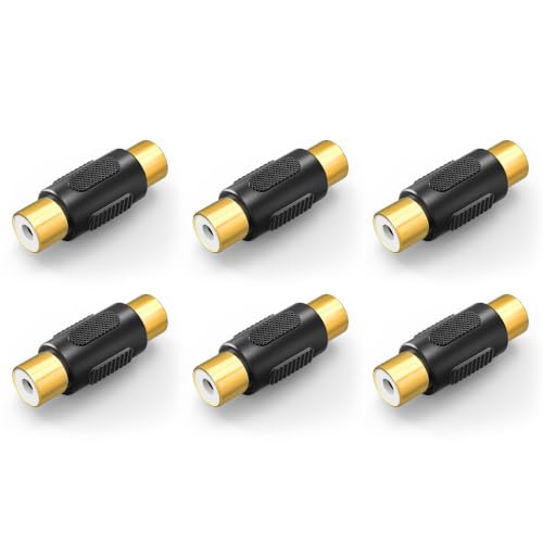 VCE RCA Female to Female Coupler, Gold Plated RCA Adapter, 6-Pack | Compatible with Phono, Speaker, Audio Cable, Amplifier