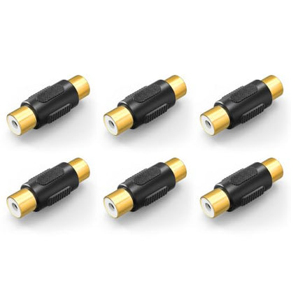 VCE RCA Female to Female Coupler, Gold Plated RCA Adapter, 6-Pack | Compatible with Phono, Speaker, Audio Cable, Amplifier