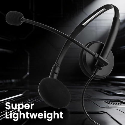 doudou USB Computer Headset with Noise Cancelling Microphone for PC, Call Center Headphones for Office Zoom Skype Teams, Online Class, Lightweight with USB/Type-c Jack & Volume Control