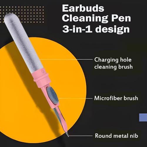 Cleaner Kit for Airpods,Earbuds Cleaning kit for Airpods Pro 1 2 3, Multi-Function Cleaning Tool with Brush Flocking Sponge for Wireless Earphones Bluetooth Headphones Case Camera and Phone (Pink) - color: Pink