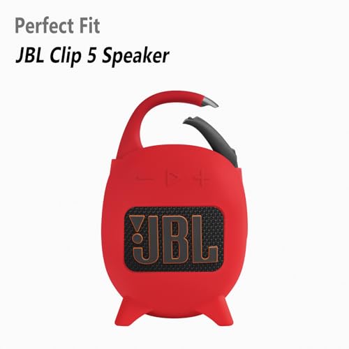 Geiomoo Silicone Carrying Case for JBL Clip 5, Protective Portable Scratch Shock Resistant Cover (Red) - color: Red