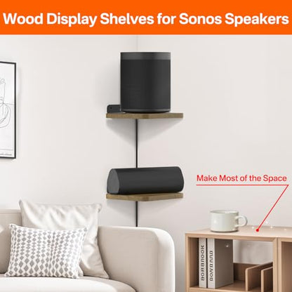 Pairs of Speaker Wall Mount for Sonos Speaker Mounts - Adjustable Floating Wall Shelves for Sonos One(Gen 2), One SL,Play:1, Roam 2, Era 100 and More Small Speakers Mounting Shelf