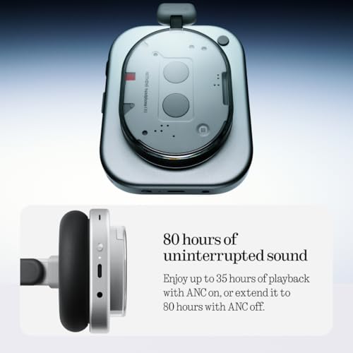 Nothing Headphone (1) Hybrid Active Noise Cancelling Headphones, Wireless Over-Ear Headphones with 6 Mics, 80Hrs Playtime, Hi-Res Audio, KEF-Tuned, Spatial Sound, Comfort Fit & Fast Charging White - color: White