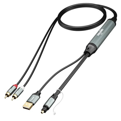 Adoreen Unidirectional 2 RCA Input to SPDIF/Toslink Output Optical Adapter Cable 6 Ft, Analog to Digital Audio Converter, 48Khz/96Khz for Turntable CD DVD to Soundbar TV Home Theater System - size: 6FT, style: 2 RCA to Optical