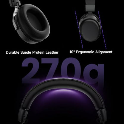 Akko Verge S9 Ultra Lightweight Wireless Gaming Headset, Quad Mode 2.4G, BT, Wired Connectivity Headset with Noise Cancelling Mic, Compatible with PS PC Phone, Design for Comfort Black - color: Black