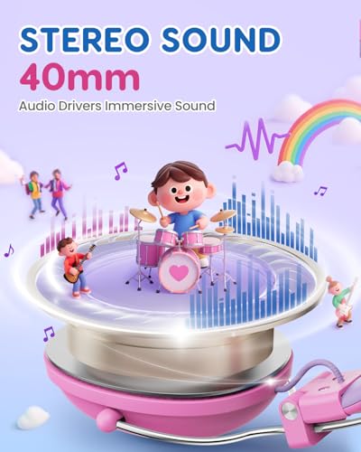 awatrue Kids Headphones, 74/85dB Volume Limiter, 3.5mm Jack Pink HK05 - color: Pink-Purple