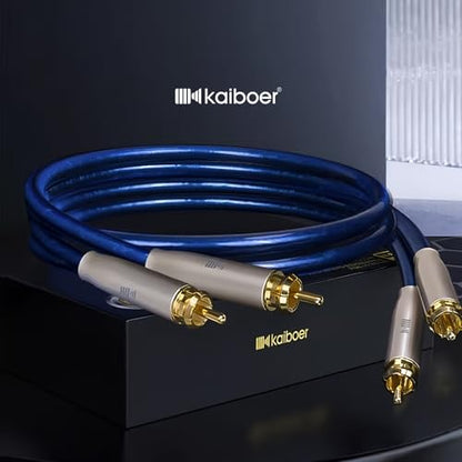 Dual RCA Audio Cable Silver-Plated Single-Crystal Copper (OCC Process) 2RCA M/M Stereo HiFi Sound Signal Noise Reduction Shielded Premium RCA Sapphire Blue PVC for AMP/DACs/Home Theater - size: 6.5FT/2.0M