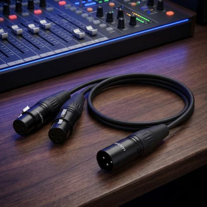 NANYI XLR Male to 2 Female Y-Splitter Microphone Cable, 3-Pin, 1.6ft - size: XLR Male To 2Female-1.6FT