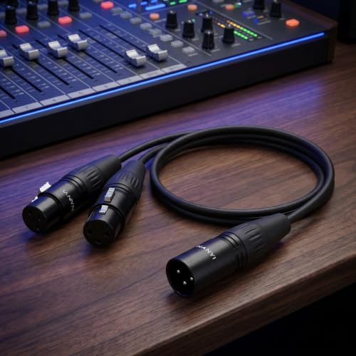 NANYI XLR Male to 2 Female Y-Splitter Microphone Cable, 3-Pin, 1.6ft - size: XLR Male To 2Female-1.6FT