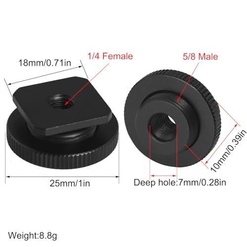 1 Set Hot Cold Shoe Bracket Holder Extension Flash Head Phone Holder 5/8 Male to 1/4 Female Single Tier 1/4 Male Adapter Screw Aluminium Alloy SLR Camera Universal for Lights Travel Tripods