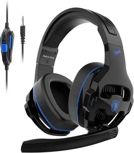 Gaming Headset with Microphone for PS5, PS4, Xbox Series X|S, Nintendo Switch, PC - 3.5mm Wired Over Ear Headphones, Noise Canceling Mic, Stereo Surround Sound, Soft Memory Foam - Black Blue - color: Black Blue