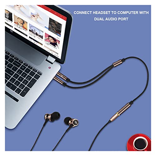 3.5mm Jack Microphone Audio Headset Splitter Cable Nylon-Braided,2 Male Audio/Mic to 4 Pole Combo Female AUX Adapter Computer(0.3M) - size: 0.3M