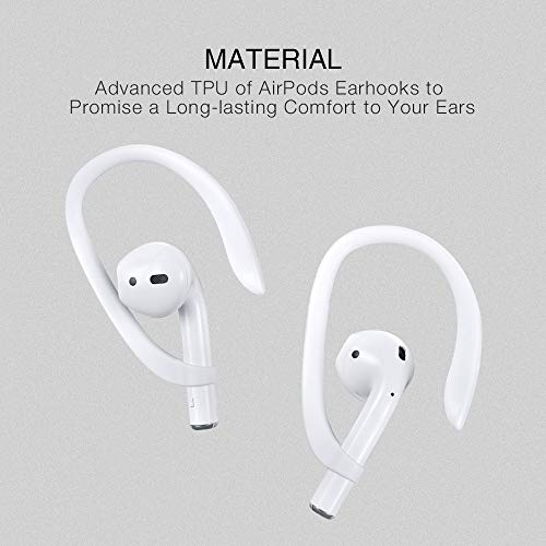 Ear Hooks for Apple AirPods Pro 2/1 & AirPod 4-1, White | Comfortable to wear, Anti Slip Sports Hooks, Easy Install and Take off, Compatible with all AirPods Model (Except Pro 3) - color: White