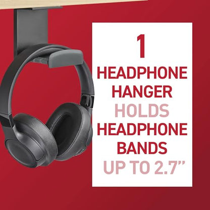 Command Headphone Hanger, Black, 1 Hook, 4 Large Strips - color: Black