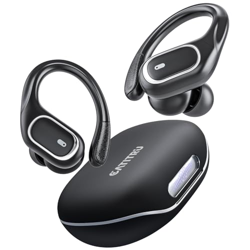 2024 Bluetooth Headphones Wireless Earbuds with Earhooks for Sport, HiFi Stereo, ENC Mic, 80Hrs LED Display, IPX7 Waterproof Ear buds for During Running/Workout Black