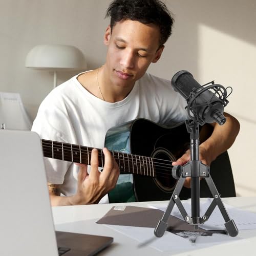 Portable Mic-Tripod-Stand, Metal Desktop Microphone Stand Compatible with HyperX Solocast,Quadcast-2-S,Duocast,Flipcast Microphones
