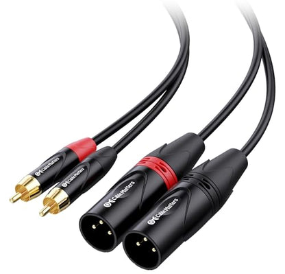 Cable Matters Dual RCA to XLR Cable, Dual RCA Male to Dual XLR Male, 6ft | Unbalanced Stereo Interconnect Cable, M-M, for Receivers, Amplifiers, Mixers, Powered Speakers, and Subwoofers - size: 6 ft