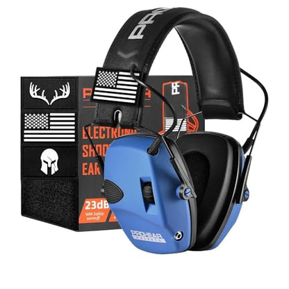 PROHEAR Electronic Ear Protection for Shooting with 4X Sound Amplification, Gun Range Hearing Protection Muffs, NRR 23dB Noise Reduction Headphones for Hunting, Blue - style: Electronic-blue