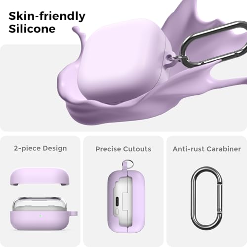 AhaStyle Silicone Case for Samsung Galaxy Buds4 and Galaxy Buds4 Pro (2026) | Skin-Friendly Soft Touch, Full Protection, Shockproof, Wireless Charging, Galaxy Buds4 Series Accessories, for Men Women - color: Galaxy Buds4/Buds4 Pro, Lavender