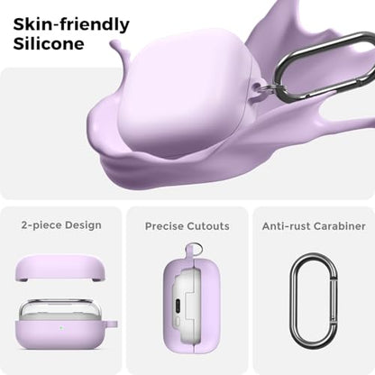 AhaStyle Silicone Case for Samsung Galaxy Buds4 and Galaxy Buds4 Pro (2026) | Skin-Friendly Soft Touch, Full Protection, Shockproof, Wireless Charging, Galaxy Buds4 Series Accessories, for Men Women - color: Galaxy Buds4/Buds4 Pro, Lavender
