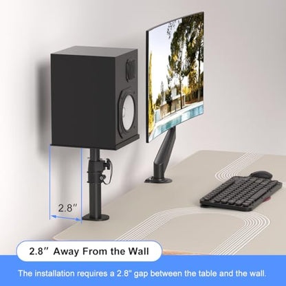 suptek Clamp-on Speaker Stand Desk Mount Set, Height Adjustment, Tilt, Swivel, 9.6 x 8.8 inch Trays, Universal Audio Holders for Computer and Bookshelf Speakers, Elevated Sound, 2 Pack, Black, SDM001B - color: Black, size: 9.6 x 8.8x 13.9"(h)