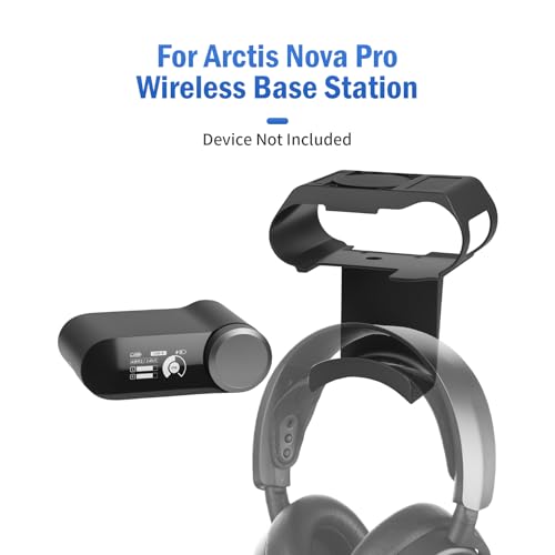 Under Desk Mount for SteelSeries Arctis Nova Pro, Elite and Omni Wireless Gaming Headset, Magnetic Base Station Holder for Arctis Nova Pro Wireless with Headphone Hanger Stand - style: Base Station Mount + Headphone Hanger