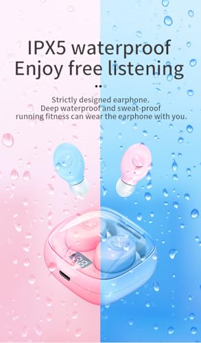Mini TWS Gaming in-Ear Earbuds Wireless Earphones - Low-Latency with Charging case Bluetooth in Ear Headphones TWS Headset Suitable for Gamers/Runners/Fitters/Sport -Pink - color: Pink