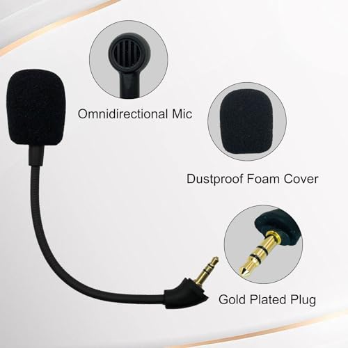 3.5mm Replacement Game Mic for HyperX Cloud Mix Headphones | Detachable Microphone Boom, Noise Cancelling, for PS4 Pro PS5 Xbox One X PC ,Black