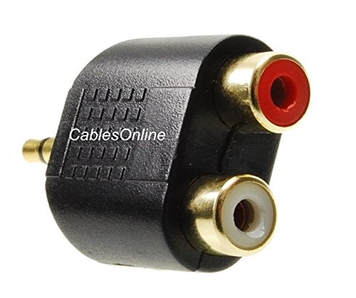 CablesOnline 3.5mm (1/8") Stereo Male to 2-RCA Red/White Bands Female Audio Adapter, AV-A17RW