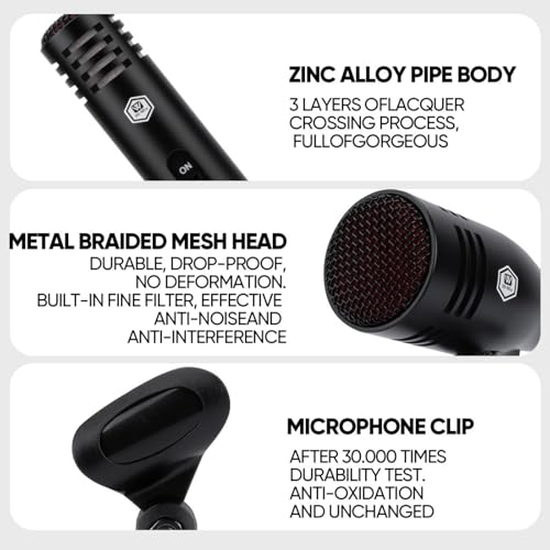 W IN-MIX 7 Piece Wired Dynamic Drum Mic Kit (Whole Metal)- Kick Bass, Tom/Snare & Cymbals Microphone Use for Drums, Vocal, Other Instrument Complete with Thread Clip, Mics Holder