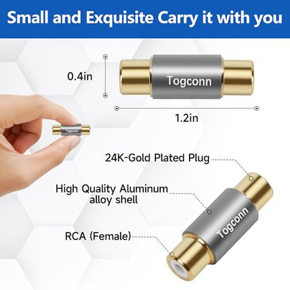 Gold Plated RCA Adapter 4 Pack, 2x RCA Female to Female & 2x RCA male to male Barrel Audio Video Connector Coupler Extender,Compatible with HDTV, Speaker, Amplifier, Car Audio, Radio,Subwoofer - color: Male to Male & Female to Female, size: 4 Pack