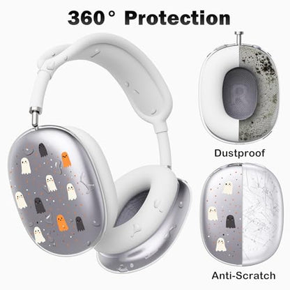 for AirPods Max Headphones Halloween Ear Covers for AirPods Max 2 | Cute Ghost Clear Ear Cups Cover | White Silicone Ear Pad Case Headband Cover for Apple AirPods Max 2/1 (2026/2024/2020) - color: Ghost A/White