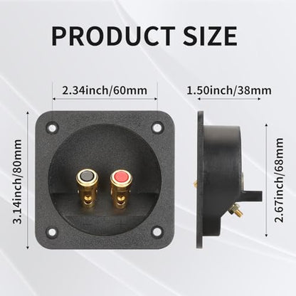 3.1 in Square Push Spring Speaker Terminal, 2 Pack | Features 2-Way Subwoofer Terminal Cup with Gold Plated Binding Posts; Bare Wire Connection. - color: 3.1 Inch Square Push Spring, size: 2