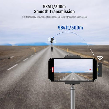 NEEWER KM15 Wireless Lavalier Microphone System Compatible with iPhone Android Phone PC Computer, Mini USB C Noise Cancelling Lapel Mic, 300m Range 48KHz/24Bit 9H Battery for Video Recording Streaming