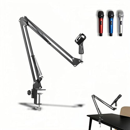 Microphone Boom Arm Stand, Adjustable Desk Mount Scissor Arm with 360° Rotation, Heavy Duty Metal, for Podcast, Recording, Streaming, Gaming, Voice-Over, Studio, Home Office – Black