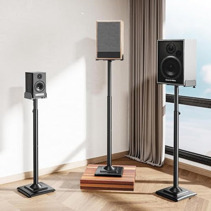Speaker Stands Pair, 34"-43.3" Height Adjustable, Max 11 lbs, Cable Conceal | Speaker Stand for Surround Sound, Sturdy Spring-Loaded Floor Standing for Satellite Rear Bookshelf Speaker - size: Height 34"-43.3"