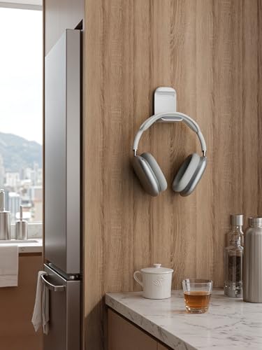 MAMUVIMO Headphone Stand, Headset Stand Foldable ＆ Sticky, Headphone Holder Hook Mount with Non-Slip Silicone, Adhesive Earphone Desk Hanger Clip Space-Saving for Airpods Max, All Earphones-White - color: White, size: 1 Pack