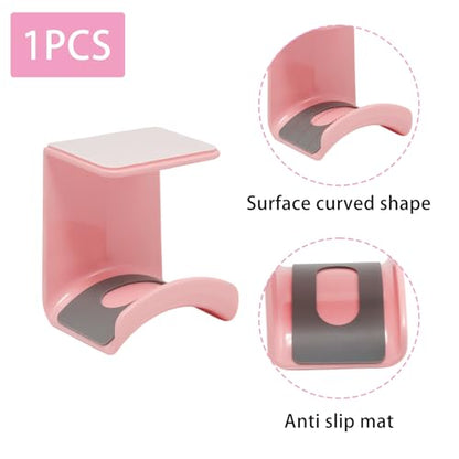 Pink Headphone Stand Hanger, Hanging Headset Holder Hook Under Desk | 1Pcs ABS Plastic Adhesive Earphones Hangers for Desk Headphone Hanger, Most Headphones and Controller - color: Pink, size: Under Desk