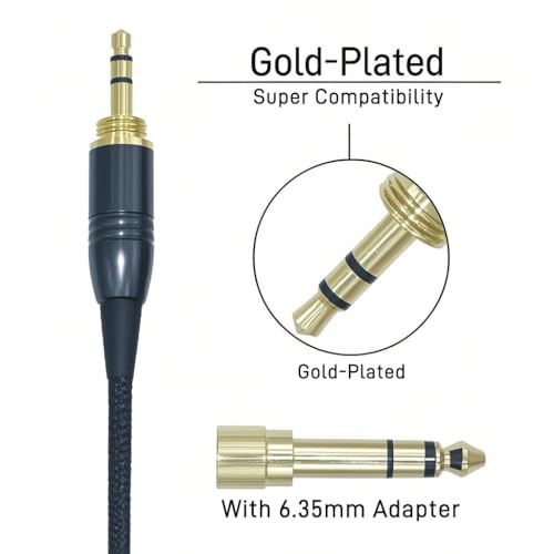 Braided Coiled Female MiniXLR to 3.5mm/1-4 TRS Headphone Cable | Long Stereo Audio Replacement Cable, with 1/8" to 6.35mm adapter, Compatible with Beyerdynamic AKG, Gold Plated, 13 Feet(4m)