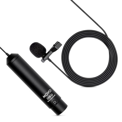 Movo LV8-D Broadcast-Quality XLR Lavalier Omni-Directional Wired Microphone with 12mm Mic Capsule for Accurate Voice Recording - Kit Includes Lapel Clip, Case and Windscreen