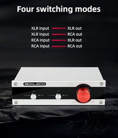 SE-BAL Audio Switch RCA XLR 2-IN-2-OUT HiFi Balanced Stereo Audio Switcher, Premium Selector Splitter Box with Volume Controller